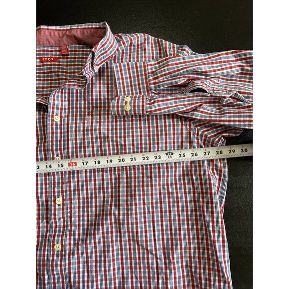 Lot Of 2 IZOD Men's 2XL Button-Down Long Sleeve Shirts Flip Cuffs Plaid Stripes - Picture 9 of 13